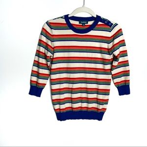 MODCLOTH Multi Color Rainbow Women Size S Striped Crew Sweater Lightweight